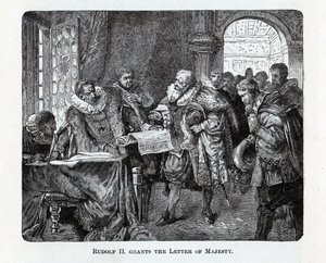 Rudolf II verleent de Majesteitsbrief, 1882