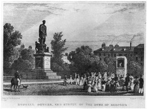 Russell Square en het standbeeld van de hertog van Bedford, Londen, 19e eeuw, 1907 door Unbekannt