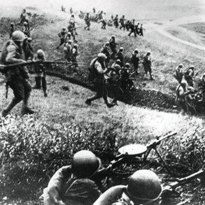 Russische troepen in de tegenaanval, Mozdok regio, noordelijke Kaukasus, september 1942