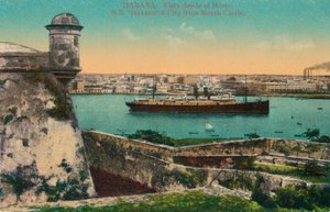 SS Havana en stad vanaf Morro Castle, Havana, Cuba, c1910