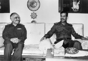 Saddam Hoessein en Koning Hoessein van Jordanië, Irak, 1987 door Unbekannt