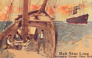 Zeilschip en Red Star oceaanstomer