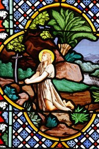 Kathedraal van Saint-Corentin, Quimper glas-in-lood: Johannes de Doper in de woestijn, Quimper, Frankrijk door Unbekannt