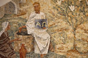 Abdijbasiliek van Saint-Maurice, Mozaïek van Madeleine Diener Jezus en de Samaritaan bij de bron van Jacob, Saint-Maurice, Zwitserland