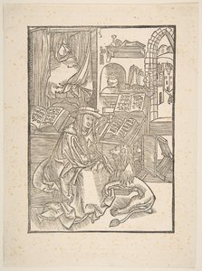 Sint Hiëronymus haalt een doorn uit de poot van de leeuw, Lyon, 1508 kopie door Unbekannt