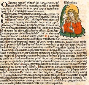 Sint Valentijn uit de Neurenberg Kroniek, 1493