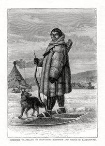 Samojeden reizen op sneeuwschoenen, Rusland, 1877 door Unbekannt