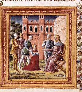 Sara gepresenteerd aan Farao, Miniatuur geschilderd door Marco Giovanni Dell