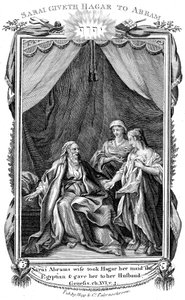 Sara, Abrahams vrouw, onvruchtbaar, biedt Hagar haar dienstmaagd aan haar man aan, ca. 1804