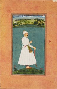 Sawai Jai Singh staand in een landschap door Unbekannt