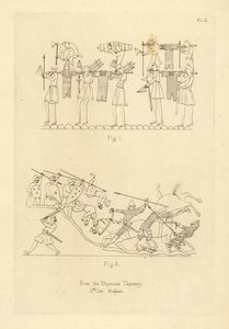 Saksische en Normandische militaire kostuums uit het Tapijt van Bayeux