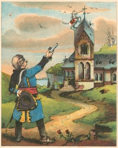Scène uit De avonturen van Baron Munchausen door Rudolph Erich Raspe