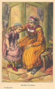 Scène uit De Rode Schoentjes van Hans Christian Andersen door Unbekannt