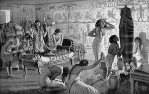 Rouwscène bij de dodentempel van Toetanchamon, Egypte, 1325 v.Chr. 1933-1934