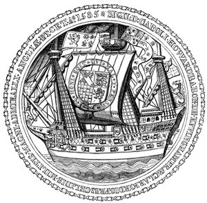 Zegel en handtekening van de Lord High Admiral, Charles, Lord Howard van Nottingham, 1585