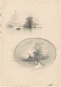 Zeegezicht en landschap, ca. 1859 door Unbekannt
