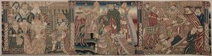 Sectie van een Geborduurde Fries: Ahasveros en Esther, De Paus die de Keizer Berispt, 1625-1649 door Unbekannt