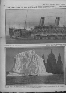 Doorsnede diagram van de Titanic, en ijsberg, 20 april 1912 door Unbekannt