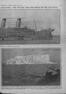 Doorsnede van de Titanic en ijsberg, 20 april 1912 door Unbekannt
