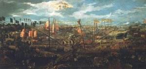 Zeeslag bij Lepanto 1571 door Unbekannt