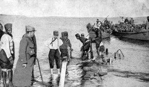 Senegalese soldaten die inschepen aan de Egyptische kust, Eerste Wereldoorlog, 1915 door Unbekannt