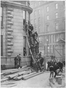 Brandweer van bedienden bij het Hotel Cecil, Londen, ca. 1903