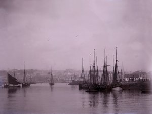 Schepen in de haven van Plymouth in Devon door Unbekannt