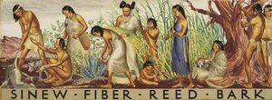 Pezen, vezels, riet, schors muurschildering studie, ca. 1933-1943