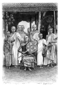 Singalese boeddhistische priesters, Sri Lanka, 1895