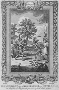 Enkelgevecht tussen koning Edmund II en Knoet de Grote op het eiland Abney, 1787