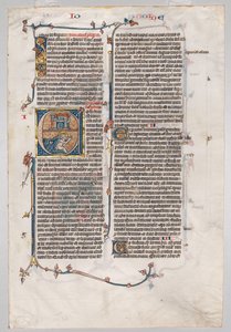 Enkel Blad uit een Bijbel: Initiaal E[t factum est] met Jona Verslonden door de Walvis, ca. 1290