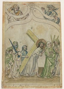 Enkel blad uit een Biblia Pauperum: Christus gekroond met doornen door Unbekannt