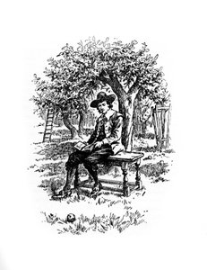 Sir Isaac Newton onder de appelboom, 20e eeuw