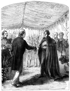Sir Walter Scott presenteert het Kruis van Sint-Andreas aan koning George IV, 1822 door Unbekannt