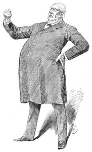 Sir William Harcourt in een fulminerend moment, 1890s