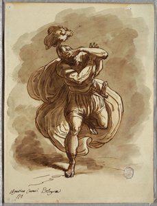 Schetsboek Folio, Blinde soldaat, detail van de bekering van St. Paulus, studie naar Agostino Carracci door Unbekannt