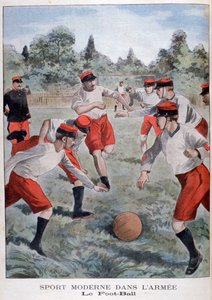 Soldaten van het Franse leger die voetbal spelen, 1902 door Unbekannt