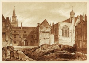 Zuidoostelijke aanblik van Guildhall Chapel en Blackwell Hall, City of London, 1886 door Unbekannt