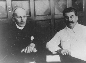 Sovjetleider Josef Stalin met Franse schrijver Romain Rolland, Moskou, USSR, 28 juni 1935 door Unbekannt