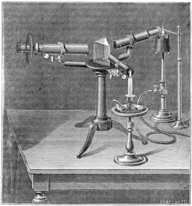 Spectroscopisch apparaat gebruikt door Robert Wilhelm Bunsen en Gustav Robert Kirchhoff, ca. 1895 door Unbekannt