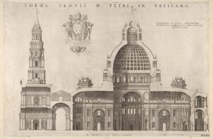 Speculum Romanae Magnificentiae: Ontwerp voor de Basiliek van St. Pieter in het Vaticaan, 1514 door Unbekannt
