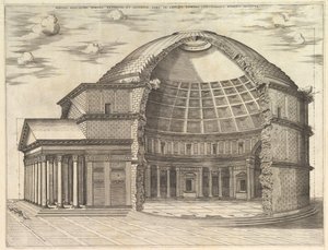 Speculum Romanae Magnificentiae: Het Pantheon, opengebroken om het interieur te tonen door Unbekannt