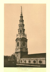 St Bride, Fleet Street, De Toren, midden-late 19e eeuw door Unbekannt