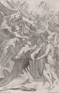 St. Carlo Borromeo omringd door engelen, 1650-70 door Unbekannt