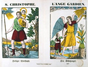 Sint Christoffel en een Beschermengel, 19e eeuw door Unbekannt