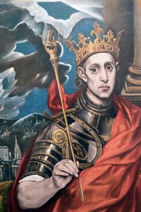 St. Louis, koning van Frankrijk, door een volgeling van El Greco, tentoongesteld in het El Greco museum, Toledo, Toledo Provincie, Castilla-La Mancha Spanje