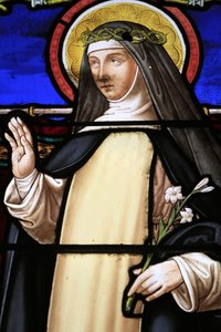 Glas-in-loodraam. Sint-Catharina van Siena. 1883.