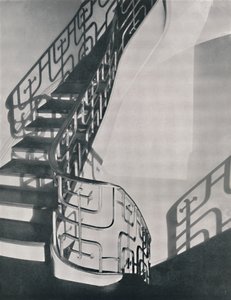 Trapleuning in monelmetaal ontworpen voor een residentie in New York, 1933