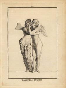 Standbeeld van de Griekse god van de liefde Eros en de sterfelijke prinses Psyche die kussen door Unbekannt