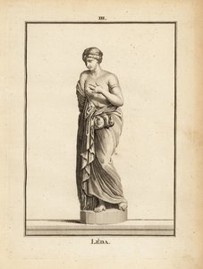 Beeld van Leda, Aetolische prinses en later koningin van Sparta, verleid door Zeus in de vorm van een zwaan